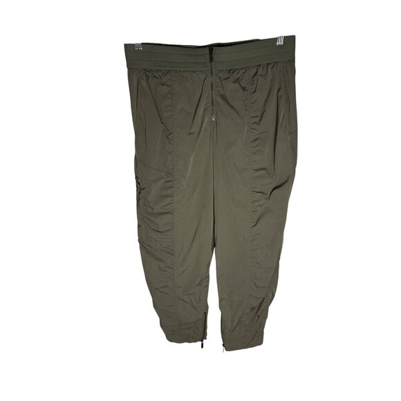Lululemon Front Zip Mid-rise Ruched Crop Pants Army Green-sz 12 - Picture 1 of 14